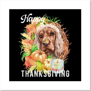 English cocker spaniel Dog Owner Thanksgiving Celebration Harvest Posters and Art